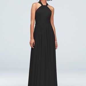 High-neck mesh David’s Bridal black dress